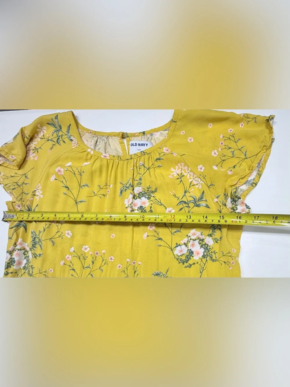 Old Navy Girls Yellow Floral Tiered Dress XL 14
